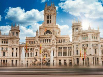 Madrid city hall building in Plaza de Cibeles - Spain - selective focus