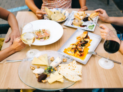 midsection-people-having-food
