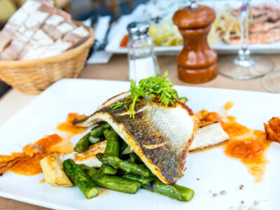 delicious plate of fish and carrot and vegetables