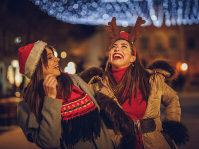 Shot of a cheerful young female friends having fun at a night out.